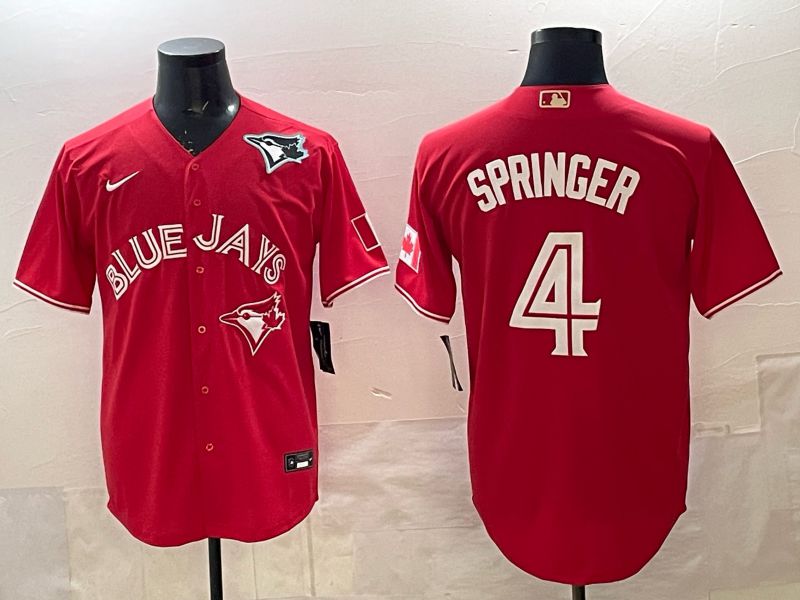 Men 2025 Toronto Blue Jays #4 Springer red Game Nike MLB Jersey 002